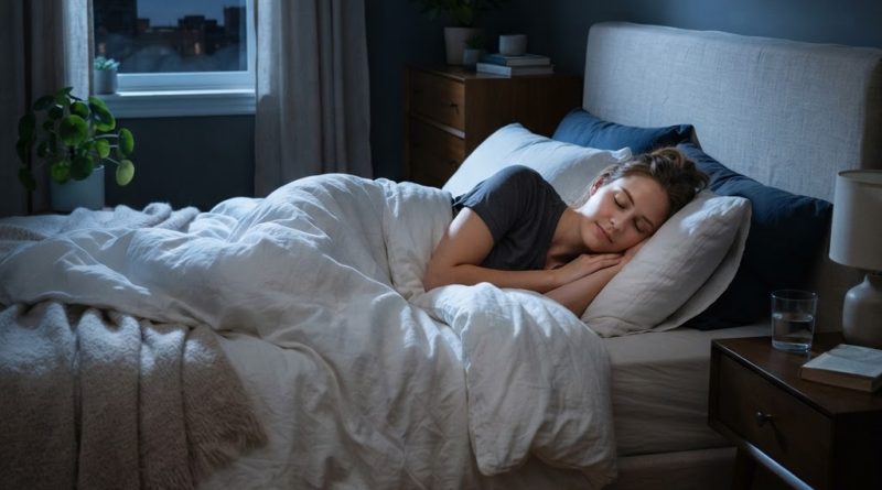 A peaceful person sleeping soundly at night